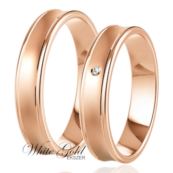 roze-arany-karikagyuru (74) Rozé arany karikagyűrű pár homorú profillal