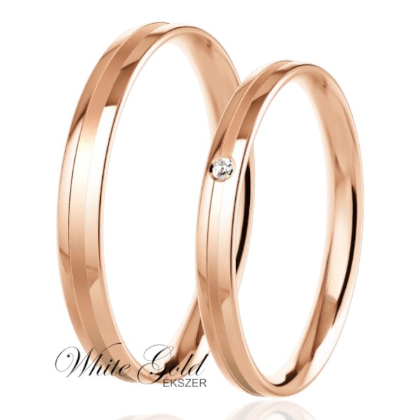 roze-arany-karikagyuru (76) Rozé arany karikagyűrű pár finom gyémántvéséssel
