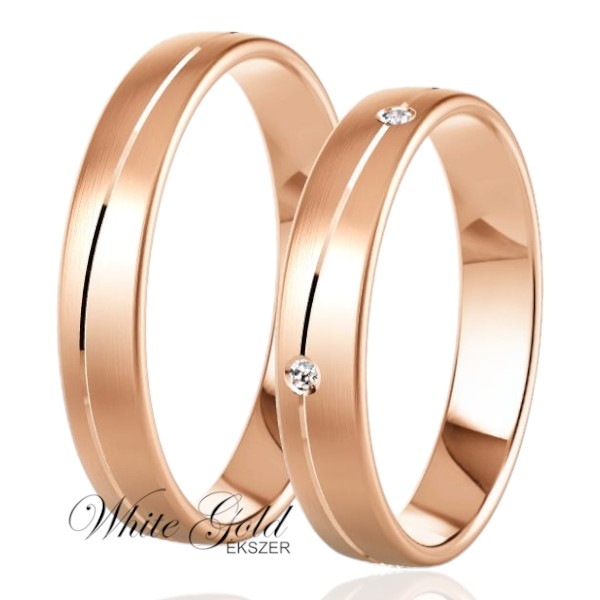 roze-arany-karikagyuru (78) Rozé arany karikagyűrű pár finom gyémántvéséssel