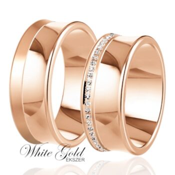 Rozé arany karikagyűrű pár finom homorú vonalvezetéssel