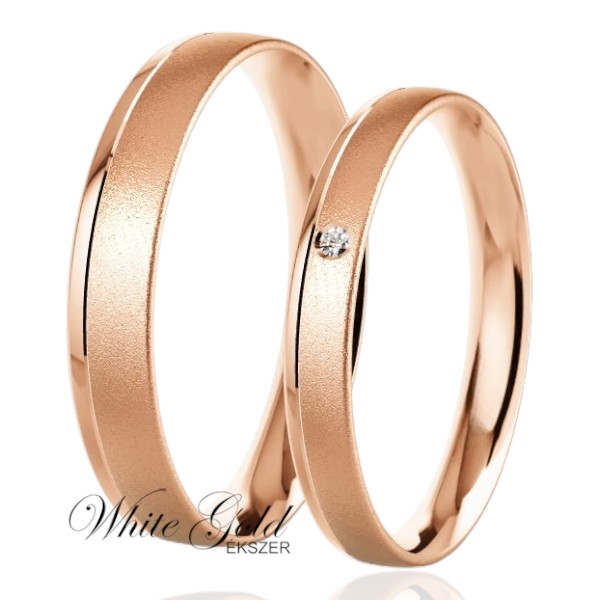 roze-arany-karikagyuru (87) Rozé arany karikagyűrű pár finoman szemcsézett felülettel