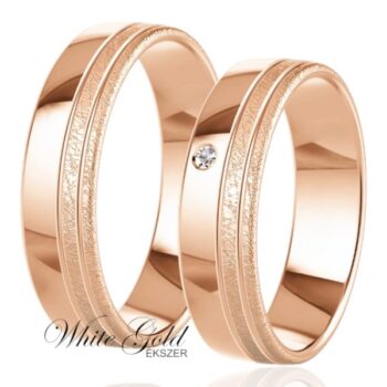 Rozé arany karikagyűrű pár finoman texturált szegéllyel