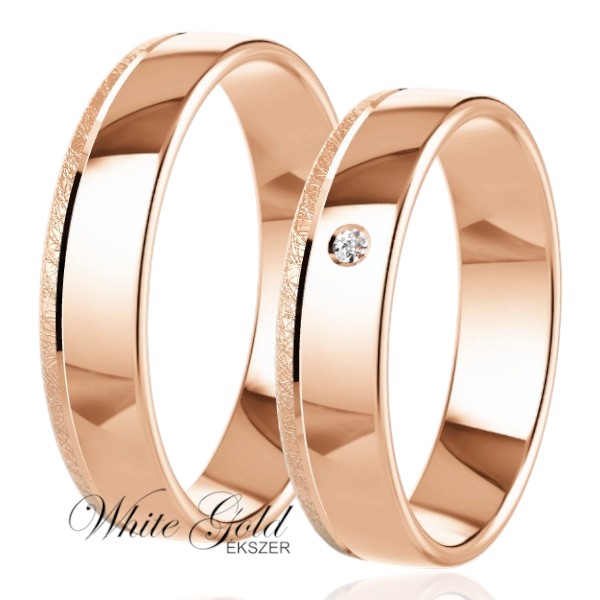 roze-arany-karikagyuru (92) Rozé arany karikagyűrű pár jégkarc vésésű szegéllyel