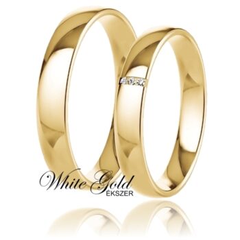 sarga_arany_karikagyuru_106 Klasszikus sárga arany karikagyűrű pár háromköves női gyűrűvel
