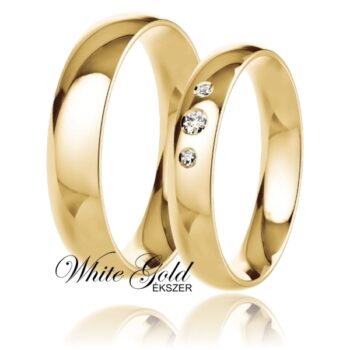 sarga_arany_karikagyuru_108 Klasszikus sárga arany karikagyűrű pár háromköves női gyűrűvel