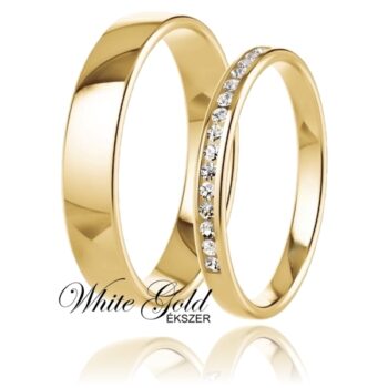 sarga_arany_karikagyuru_119 Sárga arany karikagyűrű pár keskeny sorköves női gyűrűvel