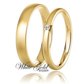 sarga_arany_karikagyuru_130 Sárga arany karikagyűrű pár matt felülettel és egy kővel