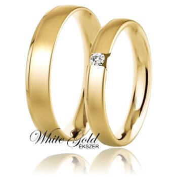 sarga_arany_karikagyuru_132 Sárga arany karikagyűrű pár fényes széllel és egy kővel
