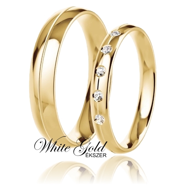 sarga_arany_karikagyuru_134 Sárga arany karikagyűrű pár gyémántvéséssel és öt kővel