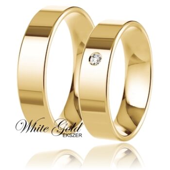 sarga_arany_karikagyuru_25 Klasszikus, lapos profillal készült sárga arany karikagyűrű pár