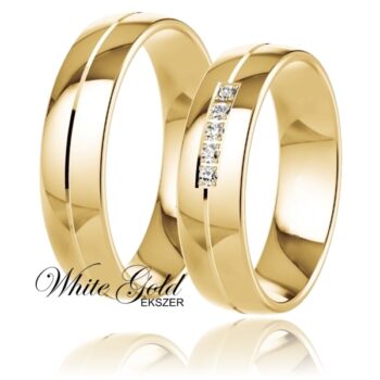 Elegáns kidolgozású sárga arany karikagyűrű pár