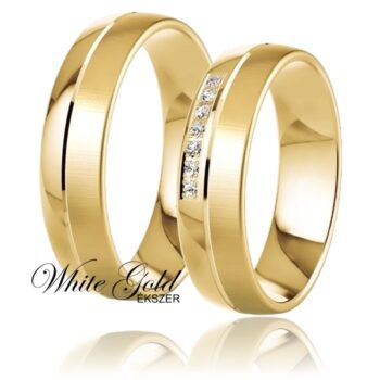 Modern hatású sárga arany karikagyűrű pár