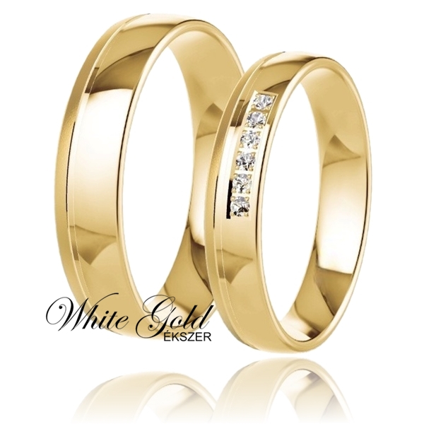 sarga_arany_karikagyuru_37 Visszafogottan elegáns sárga arany karikagyűrű pár, vékony vonalperemmel és fényes felülettel.