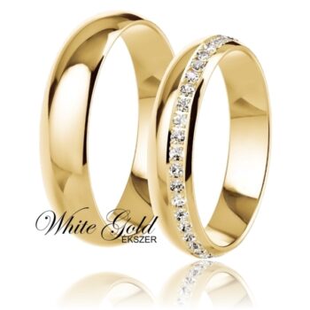 Klasszikus, domború profilú sárga arany karikagyűrű pár