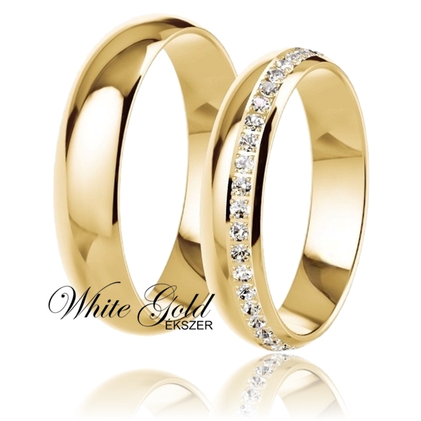 sarga_arany_karikagyuru_45 Klasszikus, domború profilú sárga arany karikagyűrű pár