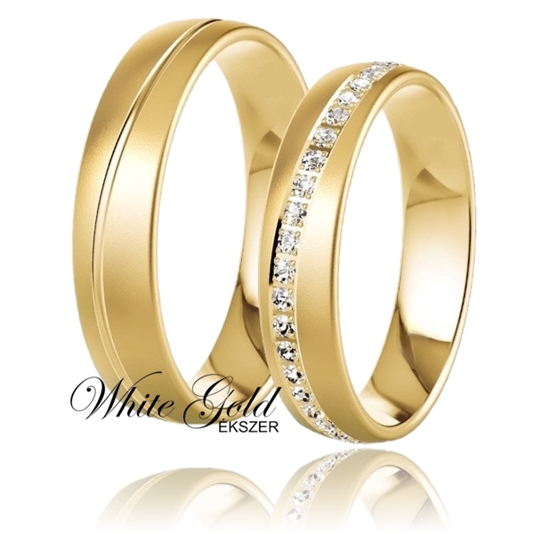 sarga_arany_karikagyuru_48 Matt-fényes felületű, enyhén domború sárga arany karikagyűrű pár