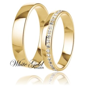 Klasszikus, fényes felületű sárga arany karikagyűrű pár