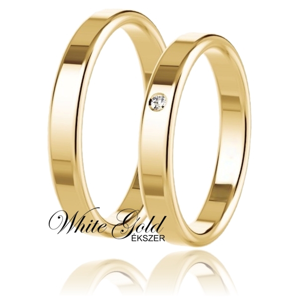 sarga_arany_karikagyuru_54 Lapos felületű, egyköves sárga arany karikagyűrű pár