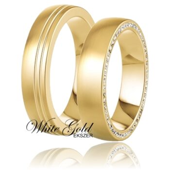 Sárga arany karikagyűrű pár, enyhén domború profillal