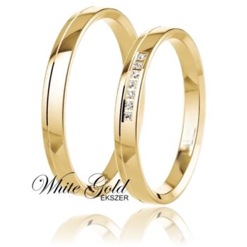 Sárga arany karikagyűrű pár, határozott vonalvezetéssel
