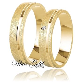 Sárga arany karikagyűrű pár, különleges jégmatt felülettel