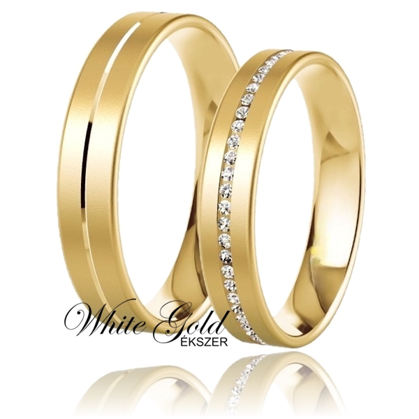 sarga_arany_karikagyuru_63 Sárga arany karikagyűrű pár, matt felülettel és finom vonalvezetéssel