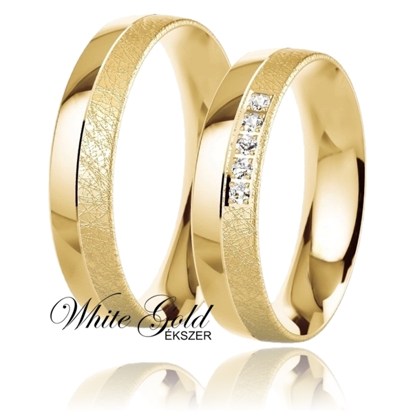 sarga_arany_karikagyuru_67 Sárga arany karikagyűrű matt és fényes felülettel, öt kővel
