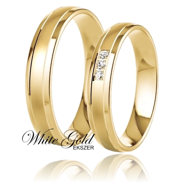 sarga_arany_karikagyuru_73 Sárga arany karikagyűrű pár három kővel, véséssel