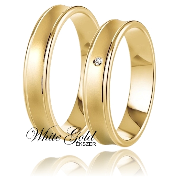 sarga_arany_karikagyuru_74 Sárga arany karikagyűrű pár homorú profillal, egy kővel