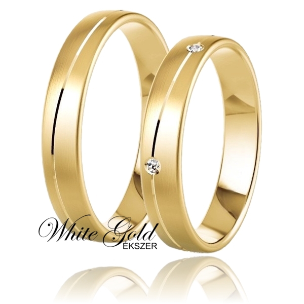 sarga_arany_karikagyuru_77 Sárga arany karikagyűrű pár véséssel, két kővel