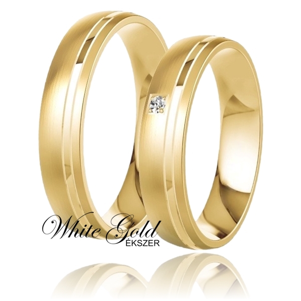 sarga_arany_karikagyuru_78 Sárga arany karikagyűrű pár dupla véséssel, egy kővel