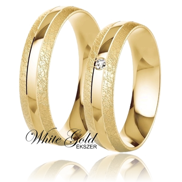 sarga_arany_karikagyuru_83 Sárga arany karikagyűrű pár jeges felülettel