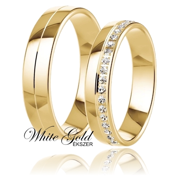 sarga_arany_karikagyuru_97 Sárga arany karikagyűrű pár sorköves női gyűrűvel