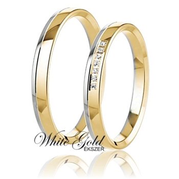 tobbszinu_arany_karikagyuru_17 Keskeny sárga és fehér arany karikagyűrű pár sorköves díszítéssel