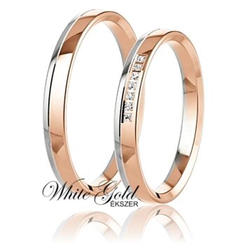 tobbszinu_arany_karikagyuru_18 Keskeny rozé és fehér arany karikagyűrű pár sorköves díszítéssel