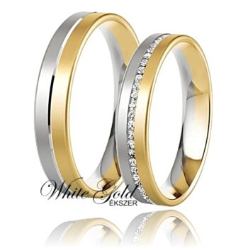 tobbszinu_arany_karikagyuru_21 Sárga és fehér arany karikagyűrű pár sorköves díszítéssel