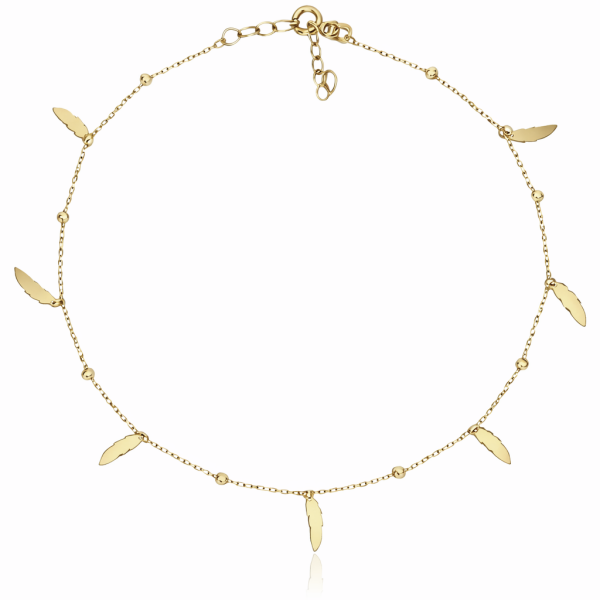 Sárga arany bokalánc angyalszárny függőkkel