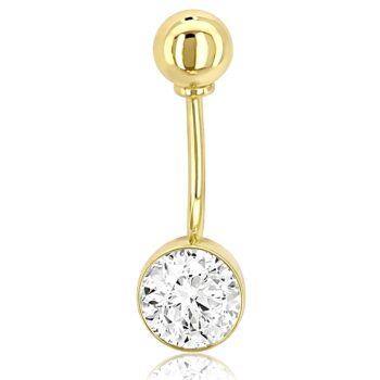 arany-koldok-piercing-cirkonia-kovel Sárga arany köldök piercing button foglalattal