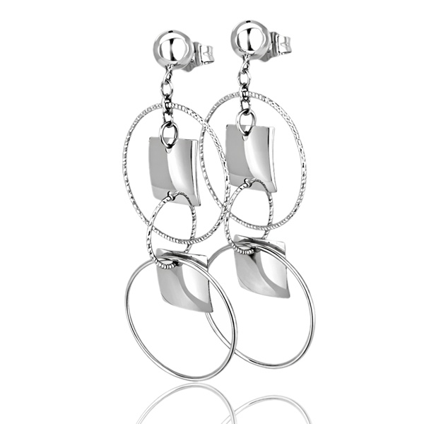 Fehér arany lógós női fülbevaló kör motívumokkal