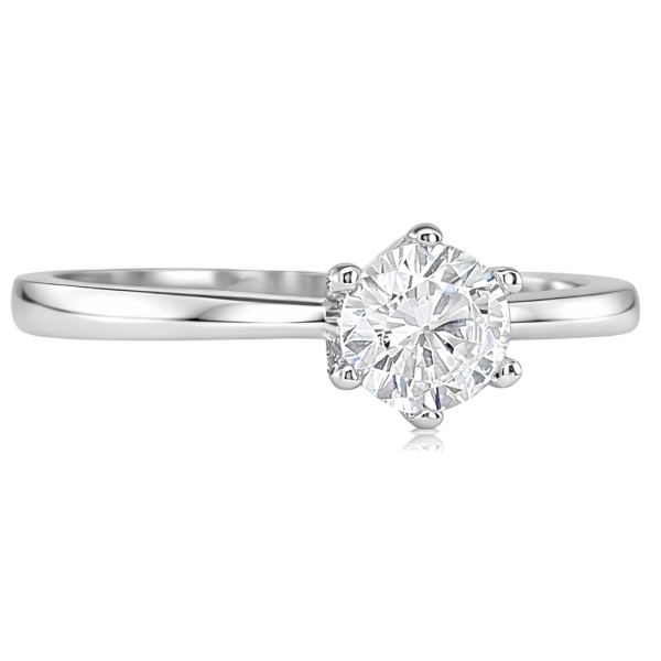 Fehér arany eljegyzési gyűrű klasszikus kialakítással