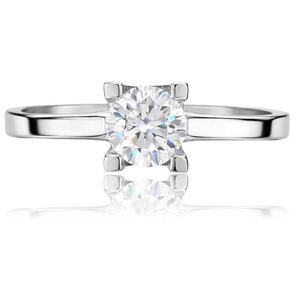 Fehér arany eljegyzési gyűrű klasszikus megjelenéssel