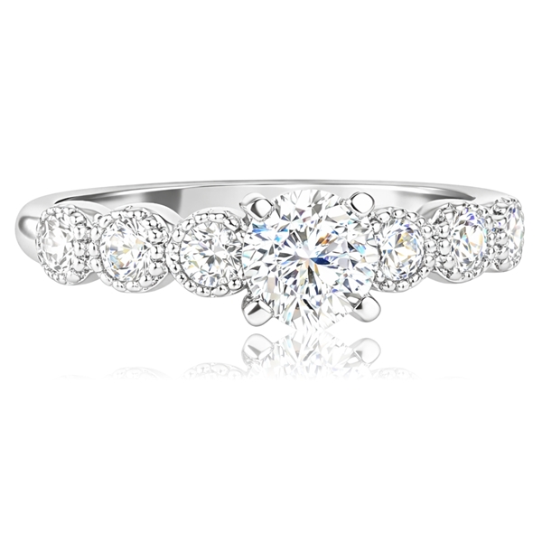 Fehér arany eljegyzési gyűrű oldalt köves kialakítással