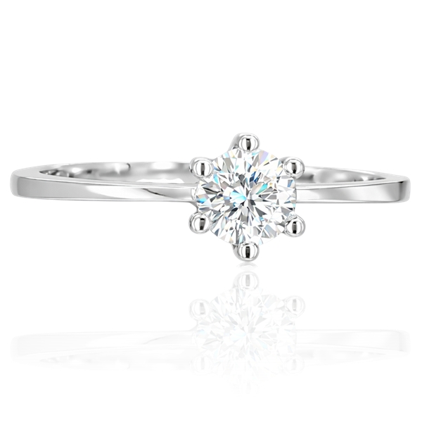 Fehér arany eljegyzési gyűrű központi cirkóniával