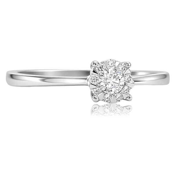 Fehér arany halo gyémánt eljegyzési gyűrű