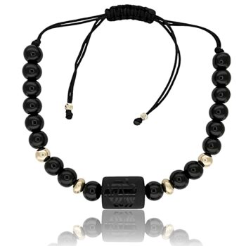 Bika horoszkópos órakísérő arany karkötő ónix ásvánnyal