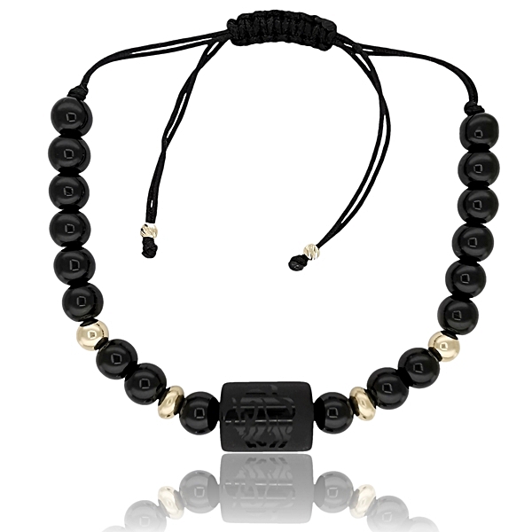 horoszkopos-karkoto Bika horoszkópos órakísérő arany karkötő ónix ásvánnyal