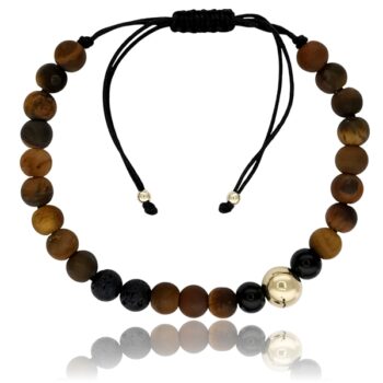 Órakísérő karkötő ónix tigrisszem és lávakő ásványokkal