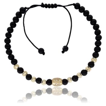 Arany óra kísérő karkötő ónix ásvány gyöngyökkel