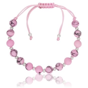 Órakísérő arany karkötő rózsaszín howlit ásvánnyal