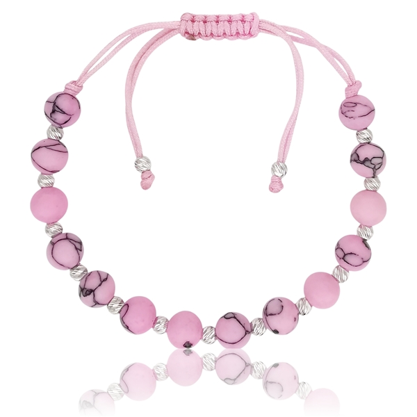 Órakísérő arany karkötő rózsaszín howlit ásvánnyal